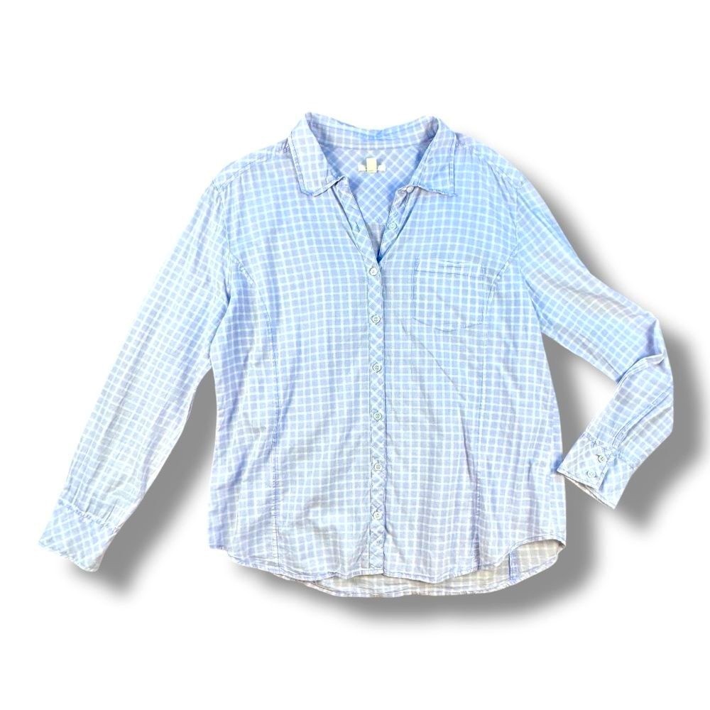 Caslon Light Purple Checkered Button Down Shirt Sz L